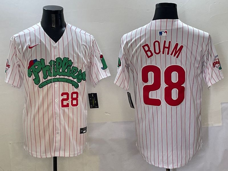 Men Philadelphia Phillies #28 Bohm White Fourth generation Joint Name Nike 2025 MLB Jersey style 14->philadelphia phillies->MLB Jersey